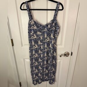 Reformation Blue and Cream Lady Dress